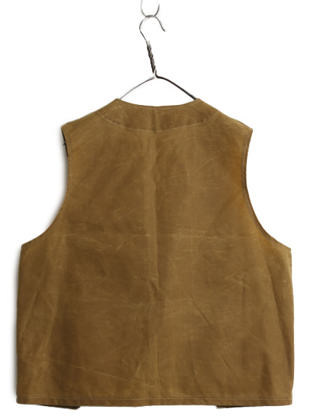 USA製 ★ フィルソン ティン クロス クルーザー ベスト メンズ L 程/ 古着 2012 限定モデル オイルド コットン ワーク アウトドア 茶 無地