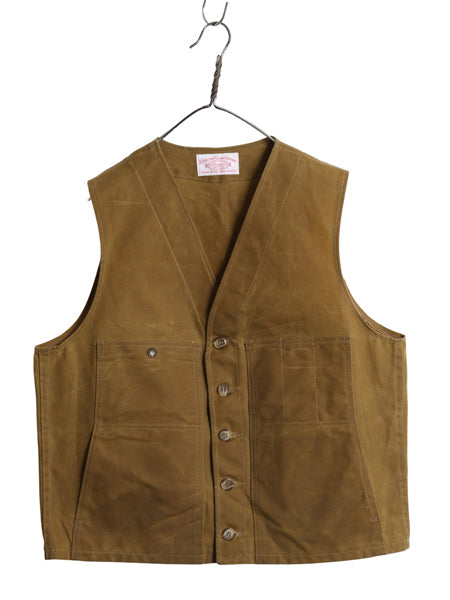 USA製 ★ フィルソン ティン クロス クルーザー ベスト メンズ L 程/ 古着 2012 限定モデル オイルド コットン ワーク アウトドア 茶 無地