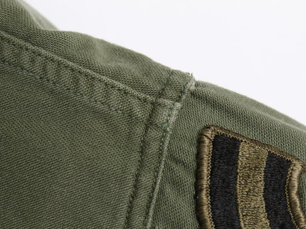 70s 米軍実物 US ARMY コットン サテン ユーティリティ シャツ M 古着 ヴィンテージ 71年製 OG107 シャツ袖 3rd ミリタリー 軍物 ワッペン