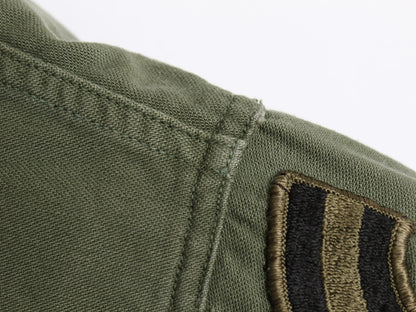 70s 米軍実物 US ARMY コットン サテン ユーティリティ シャツ M 古着 ヴィンテージ 71年製 OG107 シャツ袖 3rd ミリタリー 軍物 ワッペン