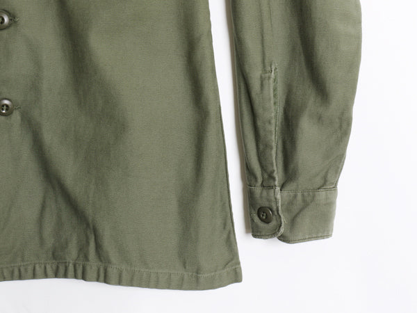70s 米軍実物 US ARMY コットン サテン ユーティリティ シャツ M 古着 ヴィンテージ 71年製 OG107 シャツ袖 3rd ミリタリー 軍物 ワッペン