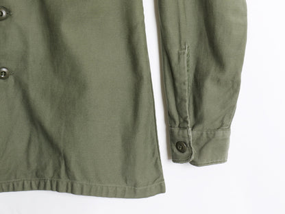 70s 米軍実物 US ARMY コットン サテン ユーティリティ シャツ M 古着 ヴィンテージ 71年製 OG107 シャツ袖 3rd ミリタリー 軍物 ワッペン