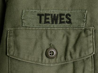 70s 米軍実物 US ARMY コットン サテン ユーティリティ シャツ M 古着 ヴィンテージ 71年製 OG107 シャツ袖 3rd ミリタリー 軍物 ワッペン