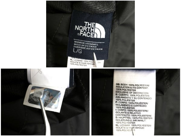 US企画 ノースフェイス リバーシブル ロング パーカー ジャケット レディース L 中綿 キルティング ナイロン パイル フリース フルジップ 
