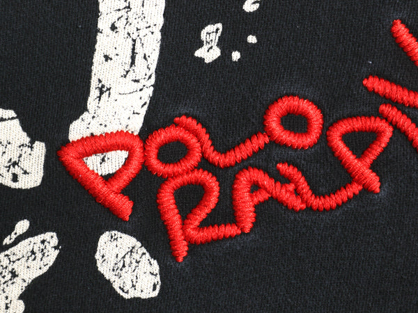 ポロジーンズ ラルフローレン スウェット パーカー メンズ M / プルオーバー トレーナー ステンシル ロゴ 刺繍 ヘビーウェイト 裏起毛 黒