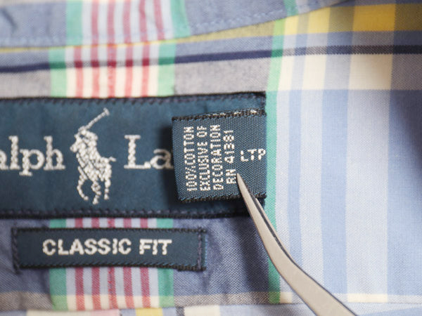 00s ラルフローレン チェック 長袖 ボタンダウン シャツ メンズ M オールド ポロ CLASSIC FIT コットン ワンポイント ポニー マルチカラー