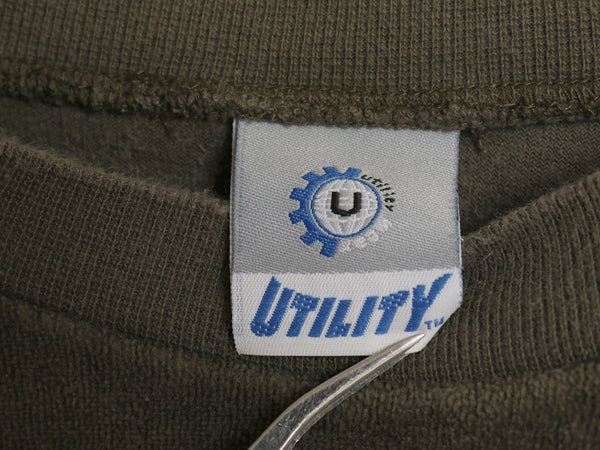 90s 00s ☆ UTILITY ボーダー パイル 半袖 Tシャツ メンズ L 程 古着 オールド Y2K テック サーフ ビッグシルエット ショート丈 カットソー