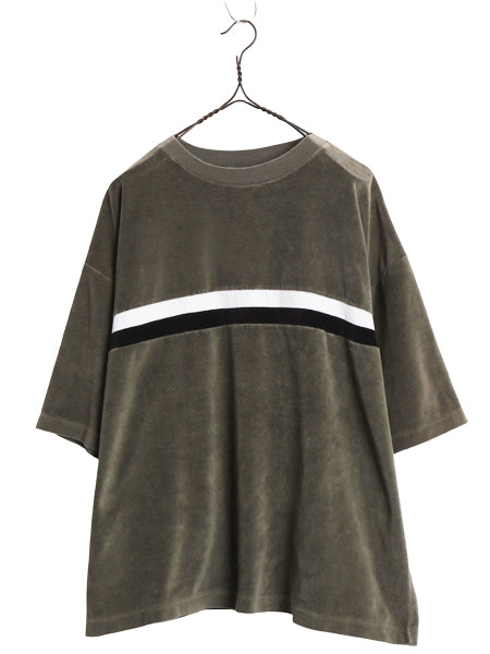 90s 00s ☆ UTILITY ボーダー パイル 半袖 Tシャツ メンズ L 程 古着 オールド Y2K テック サーフ ビッグシルエット ショート丈 カットソー