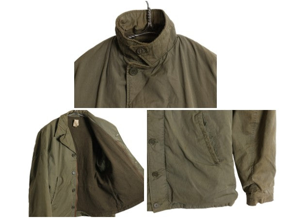 40's ★ 米軍実物 USN ネイビー N-4 デッキ ジャケット 36 メンズ S 程/ ヴィンテージ ミリタリー フィールド M-41 コの字 ジップ 大戦 WW2