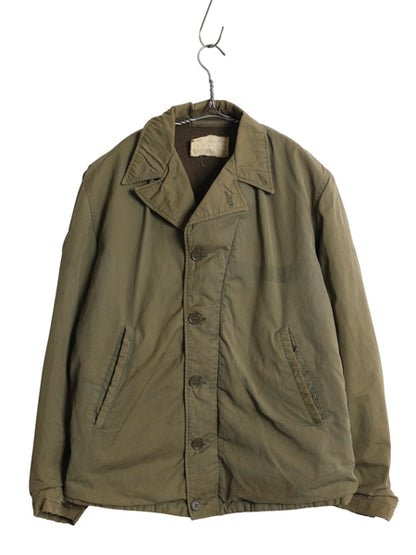 40's ★ 米軍実物 USN ネイビー N-4 デッキ ジャケット 36 メンズ S 程/ ヴィンテージ ミリタリー フィールド M-41 コの字 ジップ 大戦 WW2