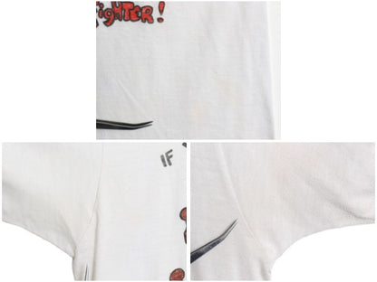 70s USA製 ジョーク イラスト プリント 半袖 リンガー Tシャツ メンズ レディース M 小さめ S ヴィンテージ グラフィック アート ツートン