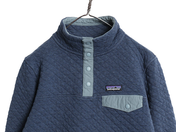 パタゴニア オーガニック コットン キルト スナップT レディース M 18年製 キルティング ジャケット プルオーバー アウトドア ブルゾン 紺