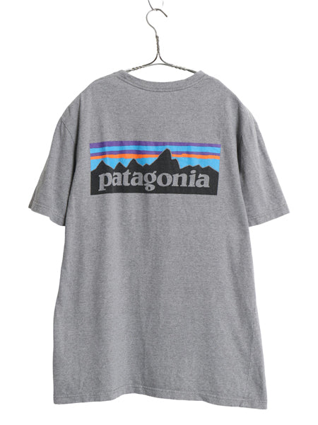 パタゴニア 両面 プリント 半袖 Tシャツ メンズ M 17年製 アウトドア P6 ボックスロゴ オーガニック コットン カットソー クルーネック 灰