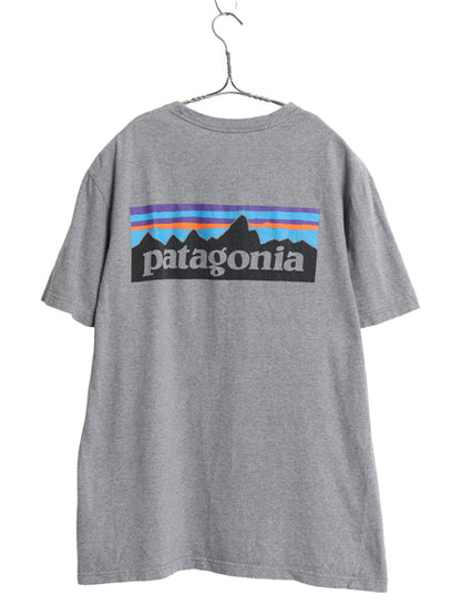 パタゴニア 両面 プリント 半袖 Tシャツ メンズ M 17年製 アウトドア P6 ボックスロゴ オーガニック コットン カットソー クルーネック 灰