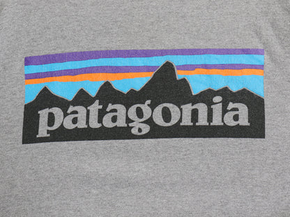 パタゴニア 両面 プリント 半袖 Tシャツ メンズ M 17年製 アウトドア P6 ボックスロゴ オーガニック コットン カットソー クルーネック 灰