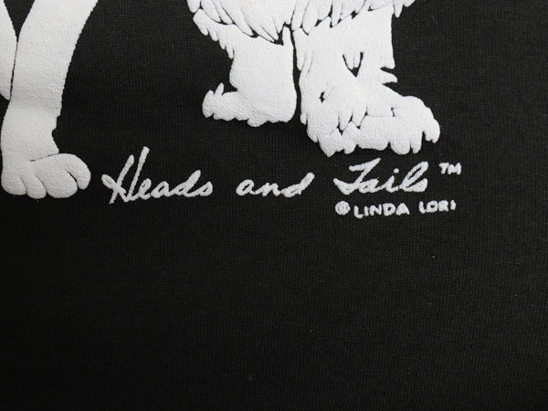 80s USA製 LINDA LORI ネコ 両面 イラスト 発泡 プリント 半袖 Tシャツ メンズ レディース XL 古着 ヴィンテージ アニマル 大きいサイズ 黒