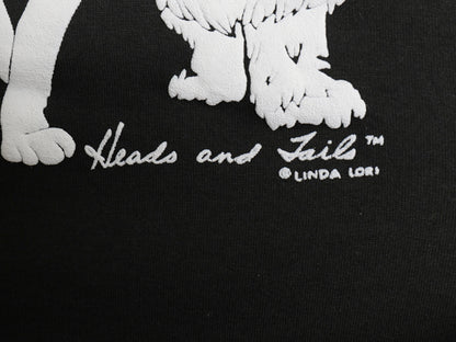 80s USA製 LINDA LORI ネコ 両面 イラスト 発泡 プリント 半袖 Tシャツ メンズ レディース XL 古着 ヴィンテージ アニマル 大きいサイズ 黒