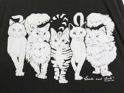 80s USA製 LINDA LORI ネコ 両面 イラスト 発泡 プリント 半袖 Tシャツ メンズ レディース XL 古着 ヴィンテージ アニマル 大きいサイズ 黒