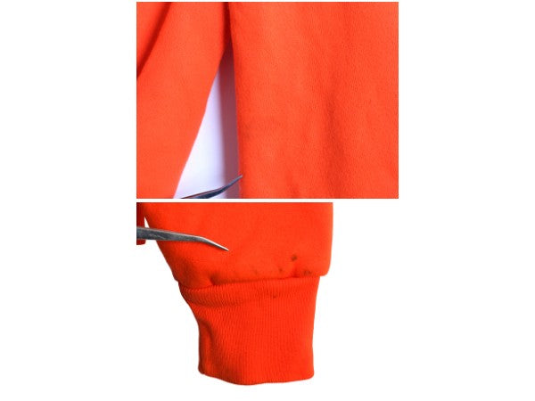 90s USA製 キャンバー 裏 サーマル スウェット フード パーカー メンズ L / オールド トレーナー ヘビーウェイト フルジップ 無地 オレンジ