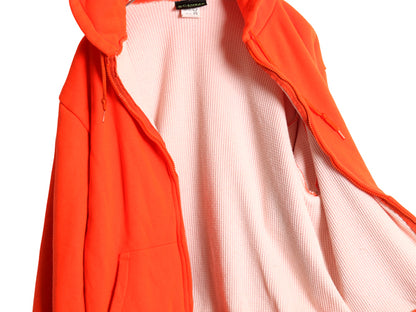 90s USA製 キャンバー 裏 サーマル スウェット フード パーカー メンズ L / オールド トレーナー ヘビーウェイト フルジップ 無地 オレンジ