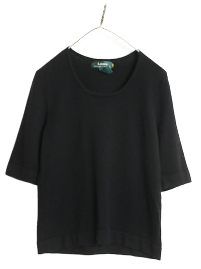 90s ローレン ラルフローレン 半袖 ニット セーター レディース L / オールド ポロ 100% カシミヤ 黒 きれいめ カットソー ラウンドネック