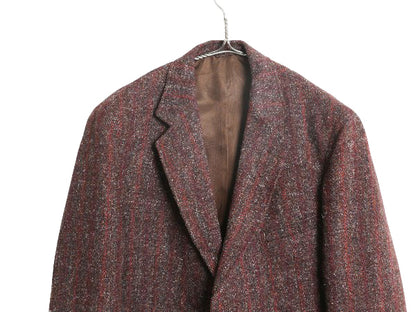 80s USA製 ハリスツイード テーラード ジャケット メンズ L 程/ ヴィンテージ ブレザー ウール ツイード マルチカラー ストライプ トラッド