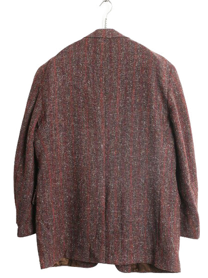 80s USA製 ハリスツイード テーラード ジャケット メンズ L 程/ ヴィンテージ ブレザー ウール ツイード マルチカラー ストライプ トラッド