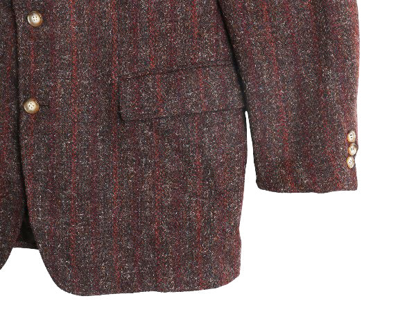 80s USA製 ハリスツイード テーラード ジャケット メンズ L 程/ ヴィンテージ ブレザー ウール ツイード マルチカラー ストライプ トラッド