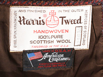 80s USA製 ハリスツイード テーラード ジャケット メンズ L 程/ ヴィンテージ ブレザー ウール ツイード マルチカラー ストライプ トラッド