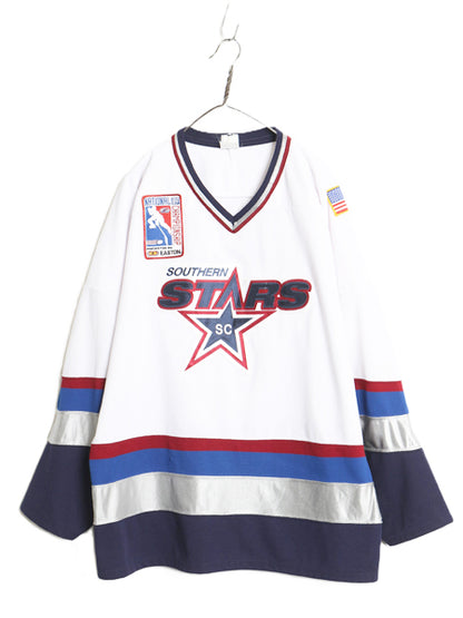 スターズ 長袖 ホッケー ジャージ メンズ XL / アイスホッケー ゲームシャツ 長袖シャツ ユニフォーム 星条旗 ナンバリング 大きいサイズ