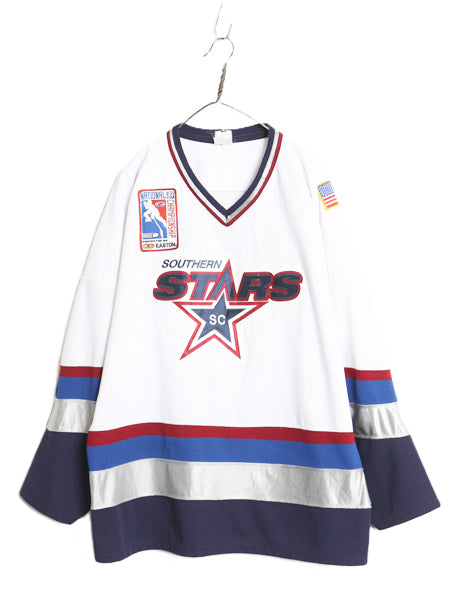 スターズ 長袖 ホッケー ジャージ メンズ XL / アイスホッケー ゲームシャツ 長袖シャツ ユニフォーム 星条旗 ナンバリング 大きいサイズ