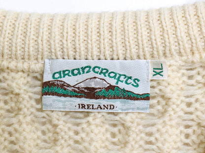 アイルランド製 aran crafts フィッシャーマン ニット セーター メンズ レディース XL / ウール アラン ケーブル ローゲージ 大きいサイズ