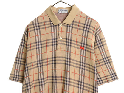 90s バーバリー ノバチェック 半袖 ポロシャツ メンズ XL / オールド 半袖シャツ コットン カットソー ボックス マルチカラー 大きいサイズ