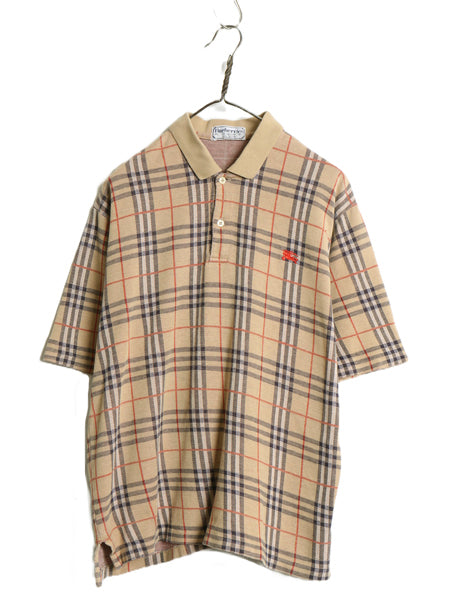 90s バーバリー ノバチェック 半袖 ポロシャツ メンズ XL / オールド 半袖シャツ コットン カットソー ボックス マルチカラー 大きいサイズ
