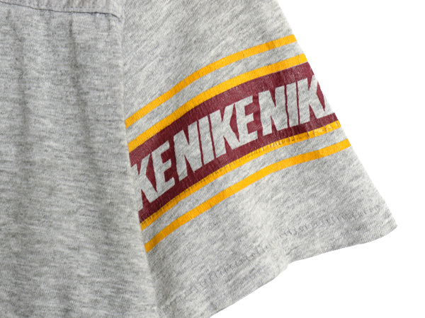 70s USA製 ★ ナイキ 半袖 フットボール Tシャツ メンズ M / 古着 ヴィンテージ オレンジタグ 袖プリント シングルステッチ 霜降り グレー