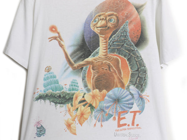 90s ★ ユニバーサルスタジオ E.T. イラスト プリント Tシャツ メンズ レディース M オールド オフィシャル ムービー キャラクター 企業物