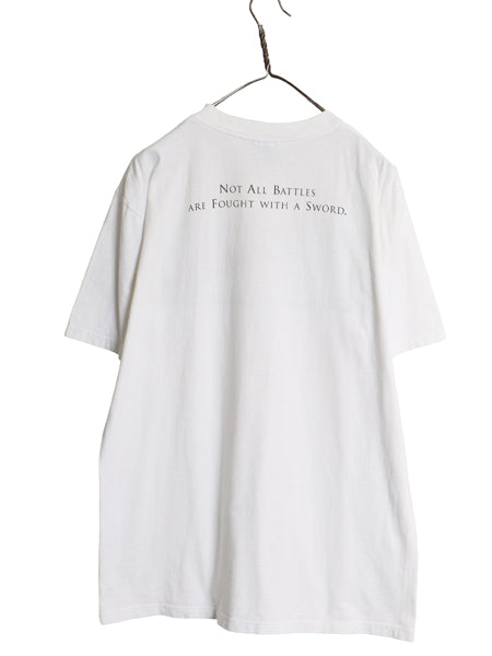 90s アート メッセージ 両面 プリント 半袖 Tシャツ メンズ L オールド グラフィック フォト ヘビーウェイト コットン カットソー ホワイト