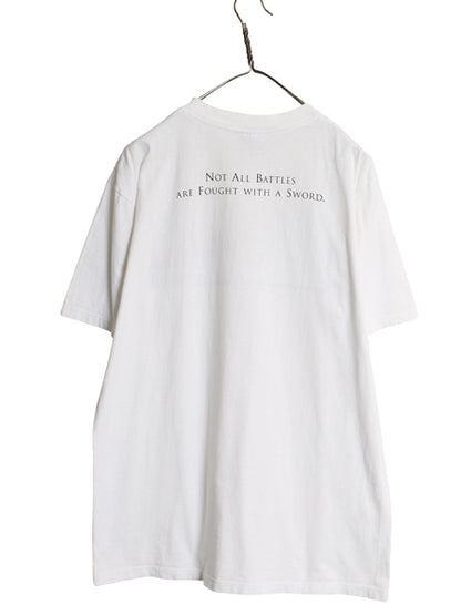 90s アート メッセージ 両面 プリント 半袖 Tシャツ メンズ L オールド グラフィック フォト ヘビーウェイト コットン カットソー ホワイト