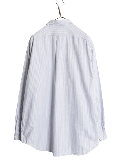 90s BIG SHIRT ラルフローレン ストライプ 長袖 ボタンダウン シャツ メンズ L オールド ポロ オックスフォード ワンポイント ポニー 青 白