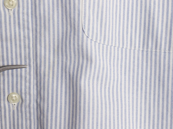 90s BIG SHIRT ラルフローレン ストライプ 長袖 ボタンダウン シャツ メンズ L オールド ポロ オックスフォード ワンポイント ポニー 青 白