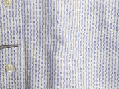 90s BIG SHIRT ラルフローレン ストライプ 長袖 ボタンダウン シャツ メンズ L オールド ポロ オックスフォード ワンポイント ポニー 青 白