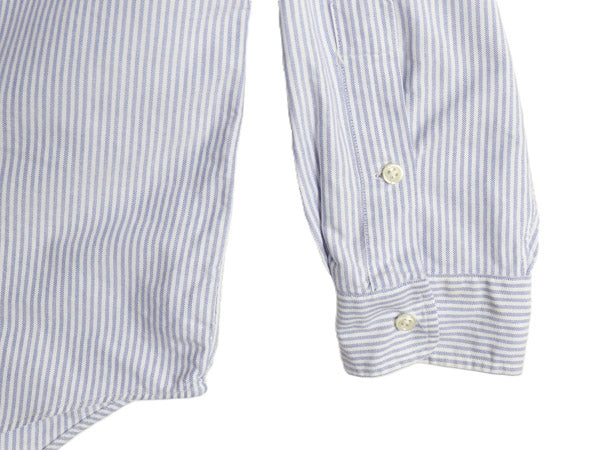 90s BIG SHIRT ラルフローレン ストライプ 長袖 ボタンダウン シャツ メンズ L オールド ポロ オックスフォード ワンポイント ポニー 青 白