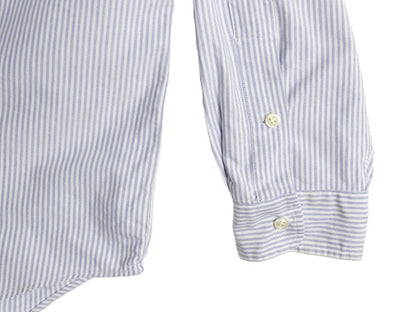 90s BIG SHIRT ラルフローレン ストライプ 長袖 ボタンダウン シャツ メンズ L オールド ポロ オックスフォード ワンポイント ポニー 青 白