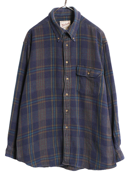 90s ウールリッチ 長袖 ボタンダウン ヘビー フランネル シャツ メンズ XL 古着 オールド ネルシャツ チェック 大きいサイズ マルチカラー 