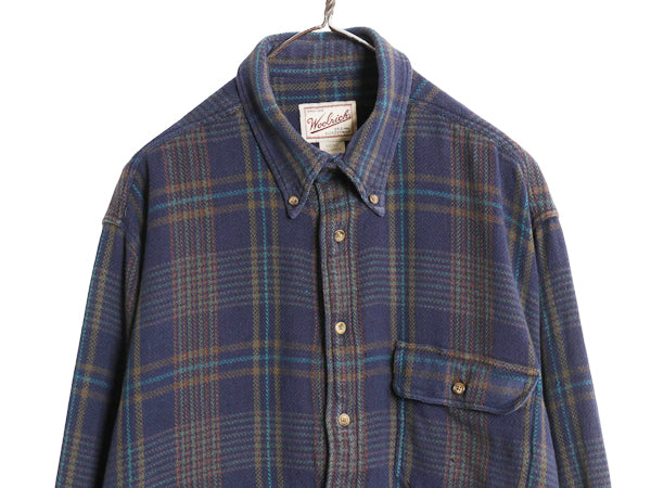 90s ウールリッチ 長袖 ボタンダウン ヘビー フランネル シャツ メンズ XL 古着 オールド ネルシャツ チェック 大きいサイズ マルチカラー 