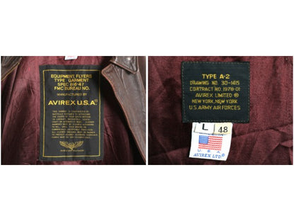 80s USA製 アヴィレックス A-2 フライト ジャケット メンズ L / ヴィンテージ ミリタリー ボンバー 本革 ラム レザー 革ジャン ブルゾン 茶