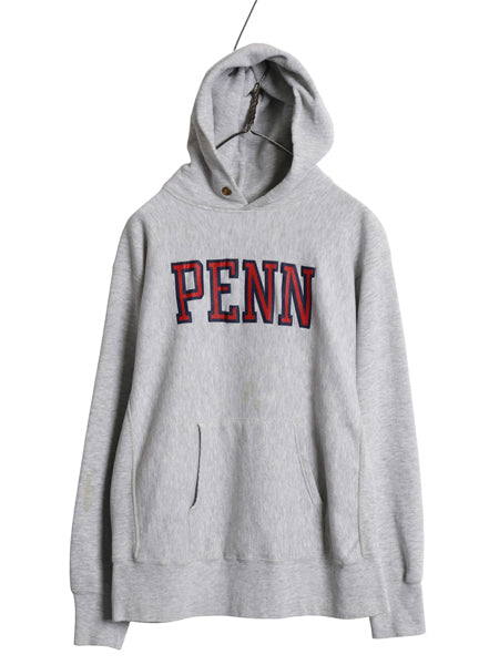 80s USA製 ★ チャンピオン リバースウィーブ PENN プリント スウェット パーカー メンズ L / ヴィンテージ トレーナー 裏起毛 カレッジ 灰