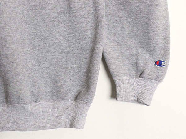 90s チャンピオン プリント スウェット メンズ XL / オールド 裏起毛 トレーナー クルーネック ワンポイント 大きいサイズ グレー ツートン