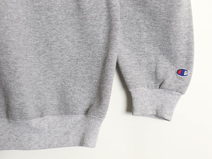 90s チャンピオン プリント スウェット メンズ XL / オールド 裏起毛 トレーナー クルーネック ワンポイント 大きいサイズ グレー ツートン