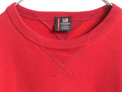 ポロジーンズ ラルフローレン ロゴ 刺繍 両V スウェット メンズ XL / 古着 ポロ トレーナー 裏起毛 クルーネック 大きいサイズ レッド 薄手